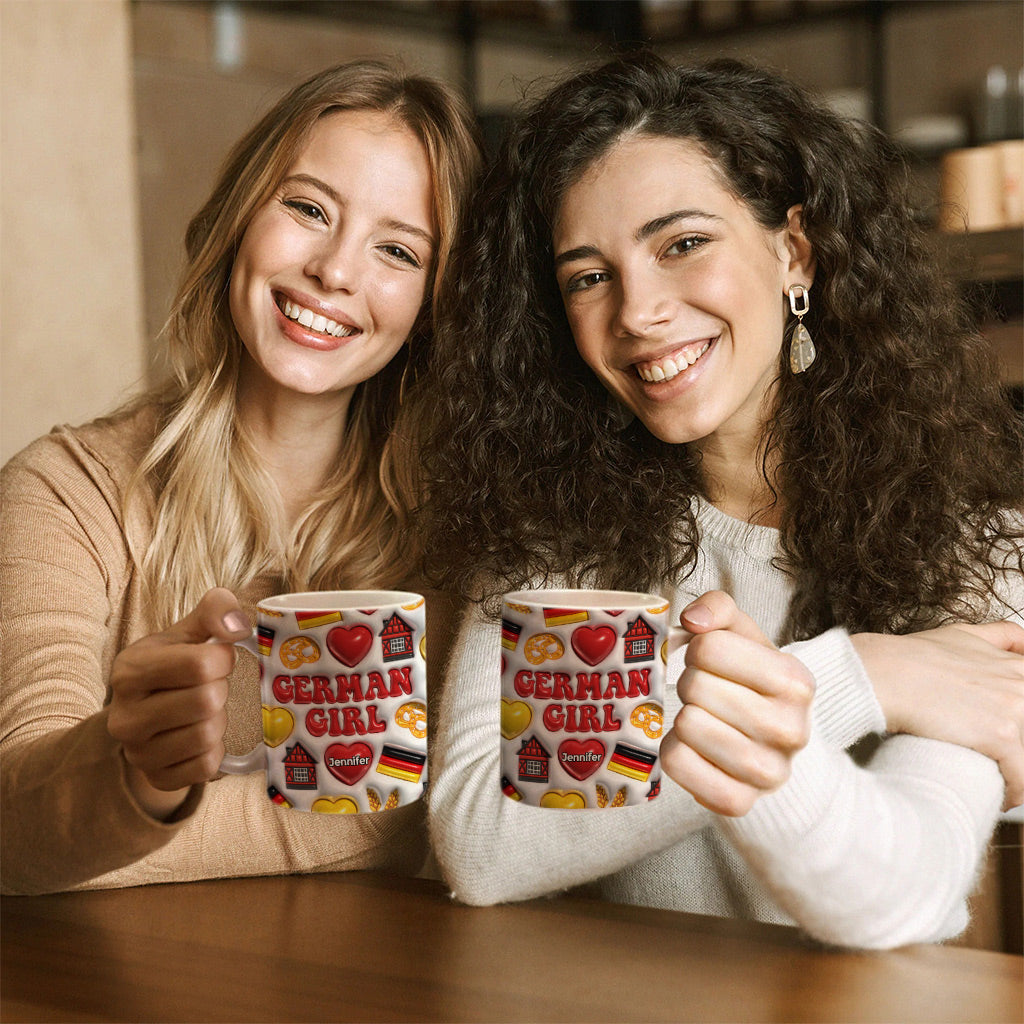 German Girl Coffee Mug Cup With Custom Your Name v2 - Teezalo