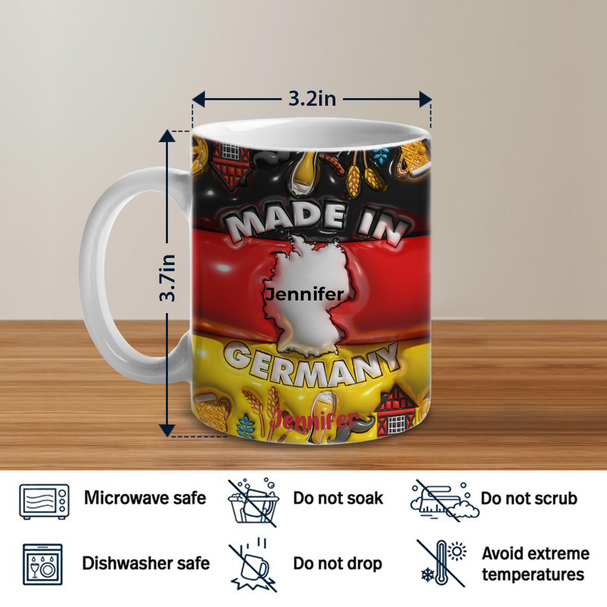 Made In Germany Coffee Mug Cup With Symbols