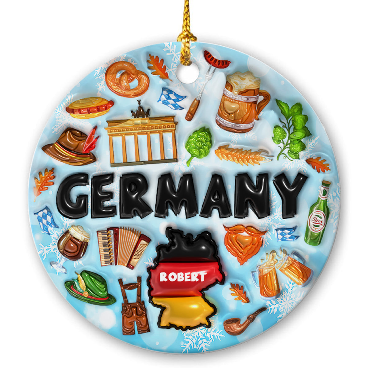 Custom Germany Symbols Ornament With Your Name