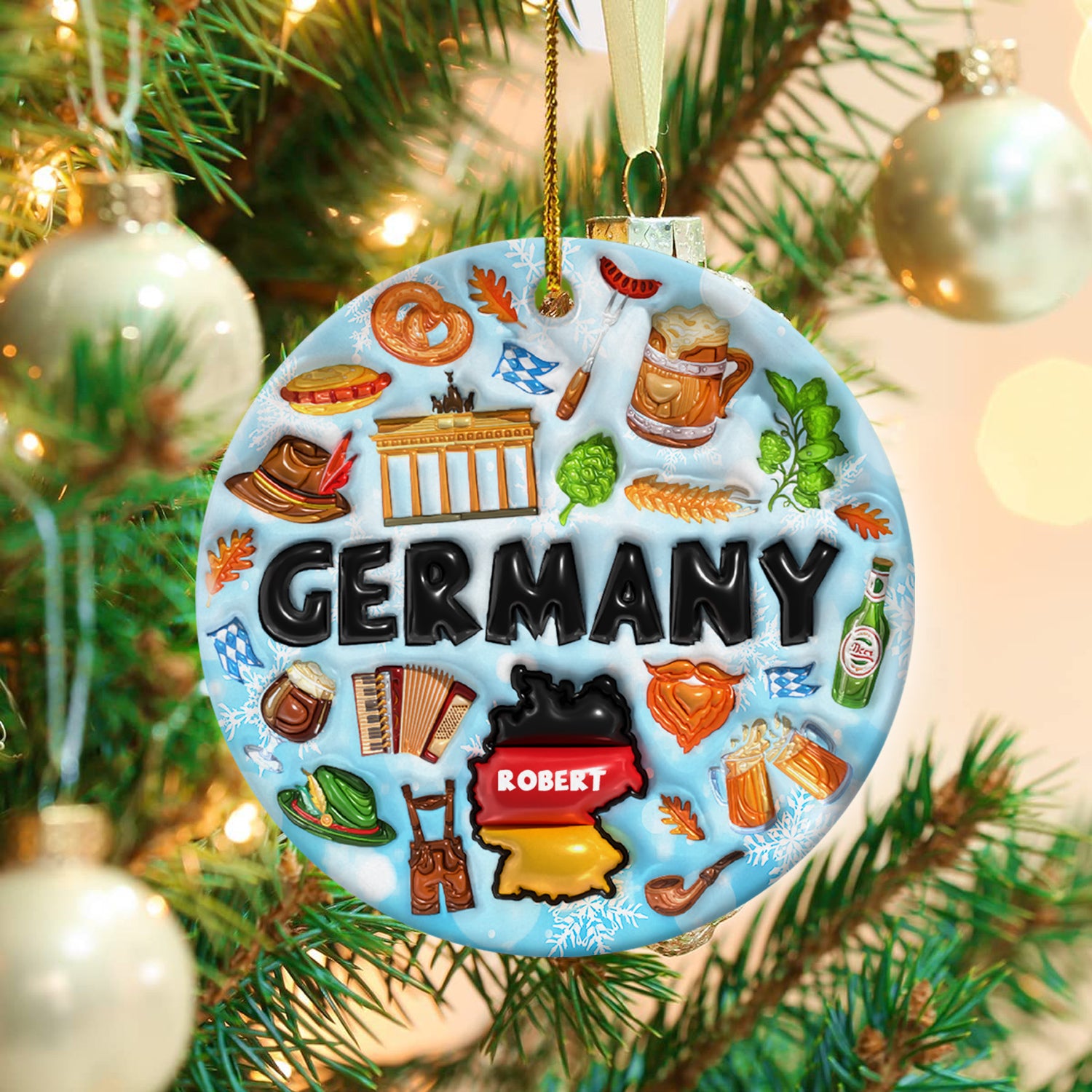 Custom Germany Symbols Ornament With Your Name