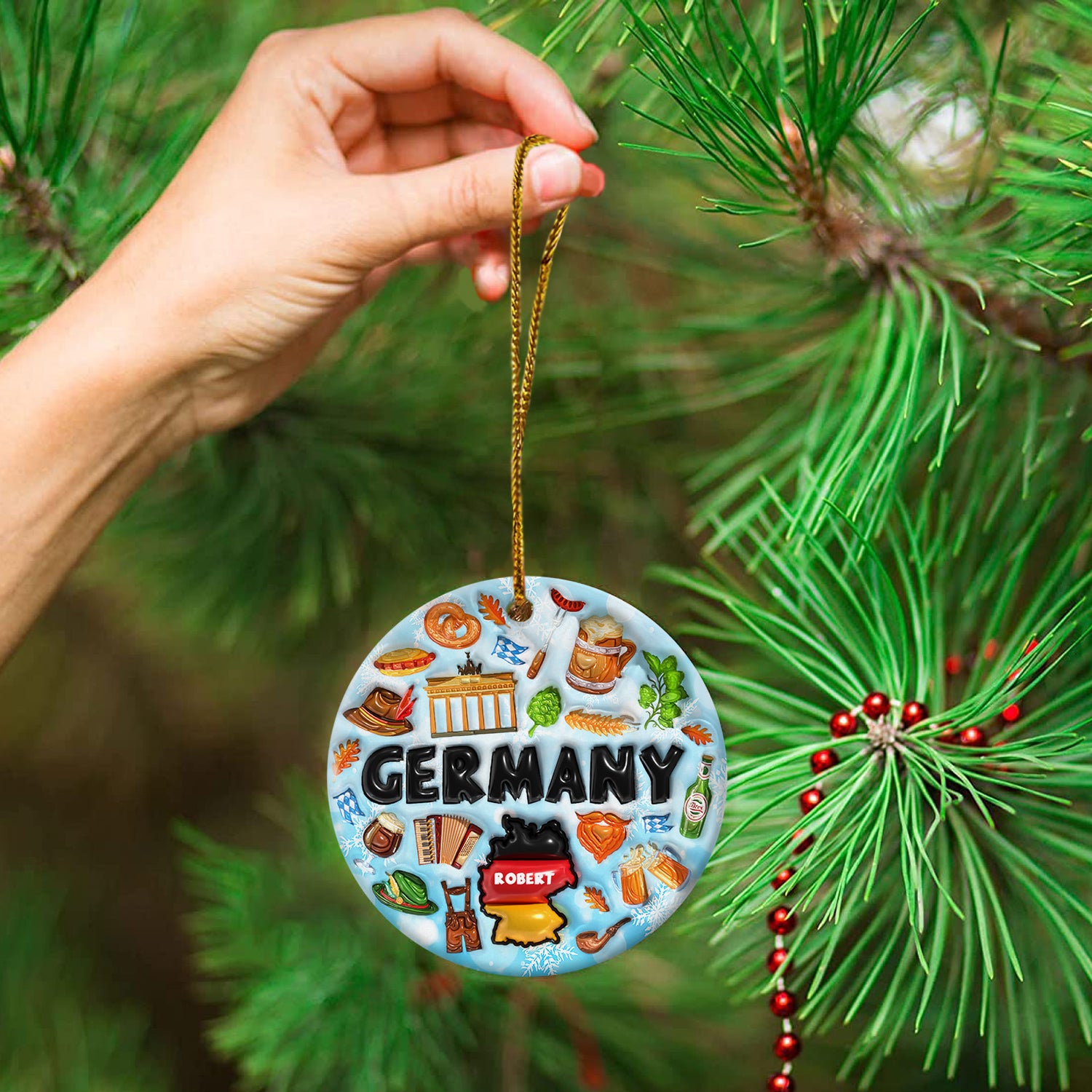 Custom Germany Symbols Ornament With Your Name