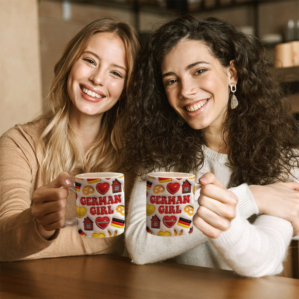 German Girl Coffee Mug Cup With Custom Your Name v2