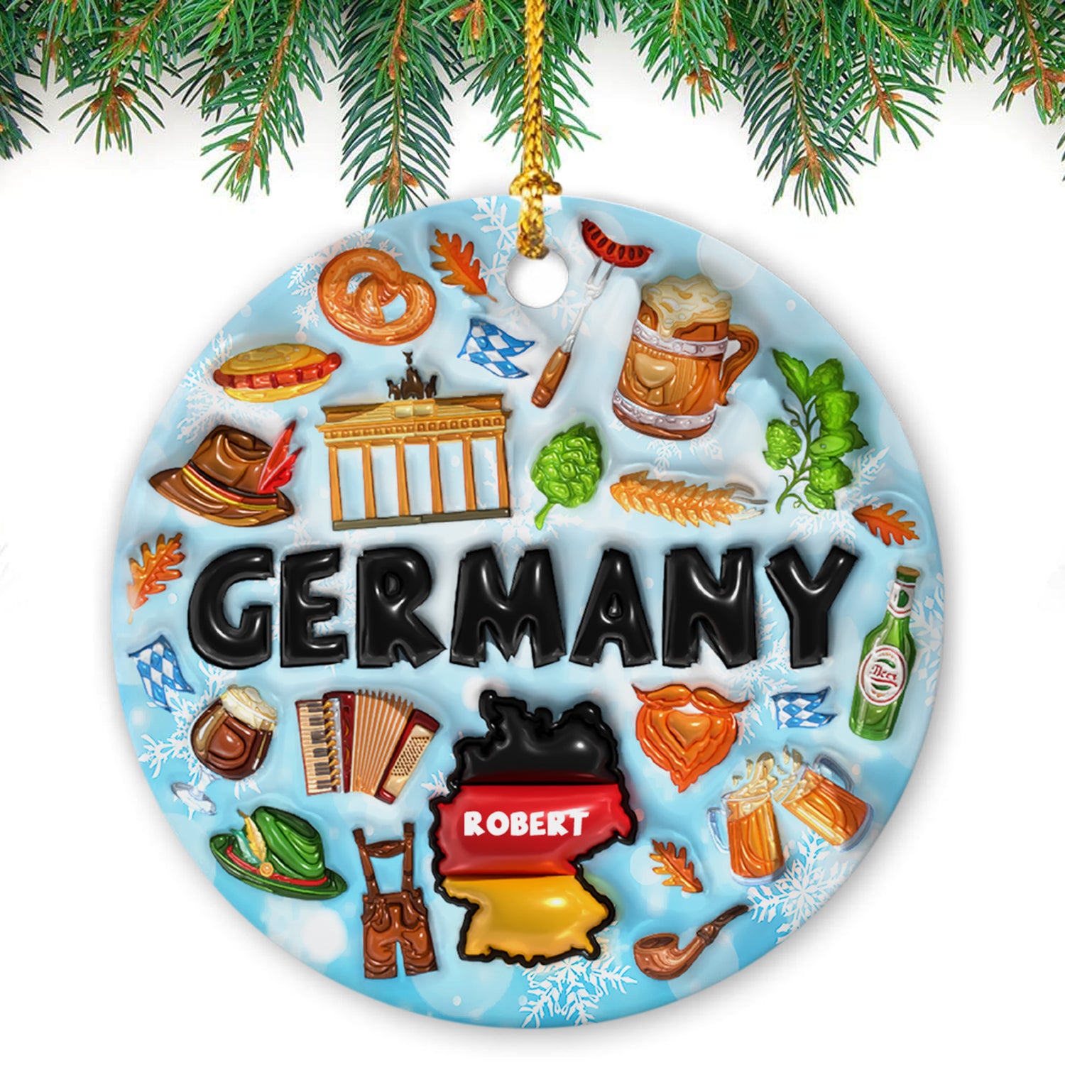 Custom Germany Symbols Ornament With Your Name