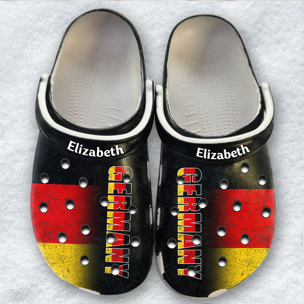 Germany Personalized Clogs Shoes With A Half Flag