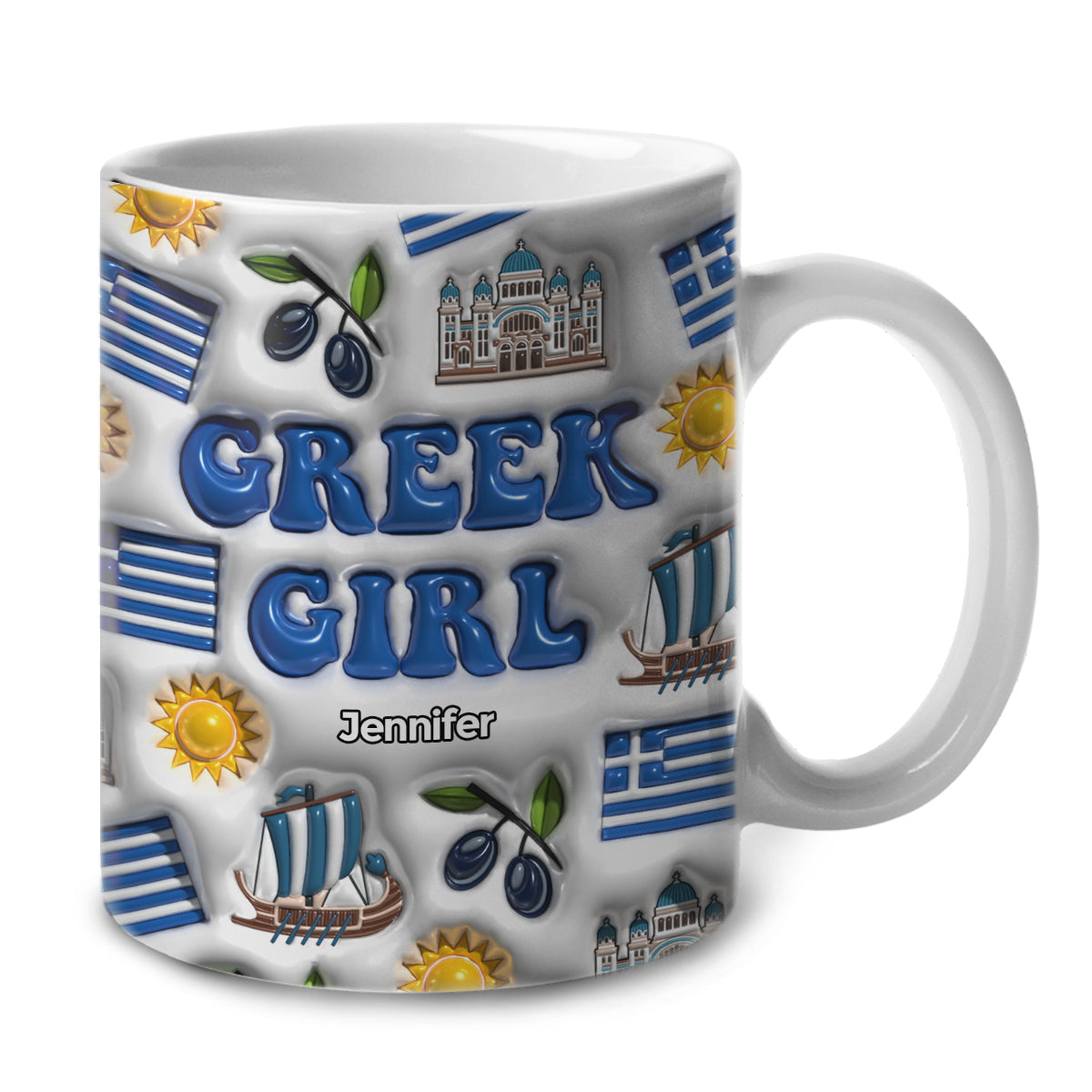 Greek Girl Coffee Mug Cup With Custom Your Name