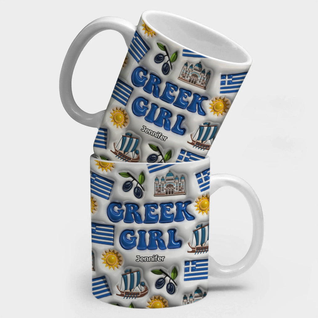 Greek Girl Coffee Mug Cup With Custom Your Name