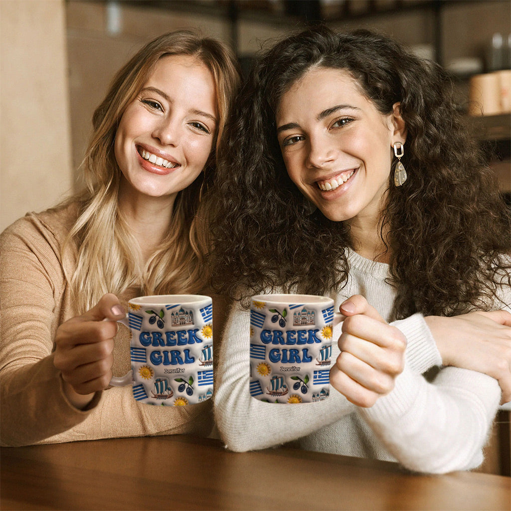 Greek Girl Coffee Mug Cup With Custom Your Name