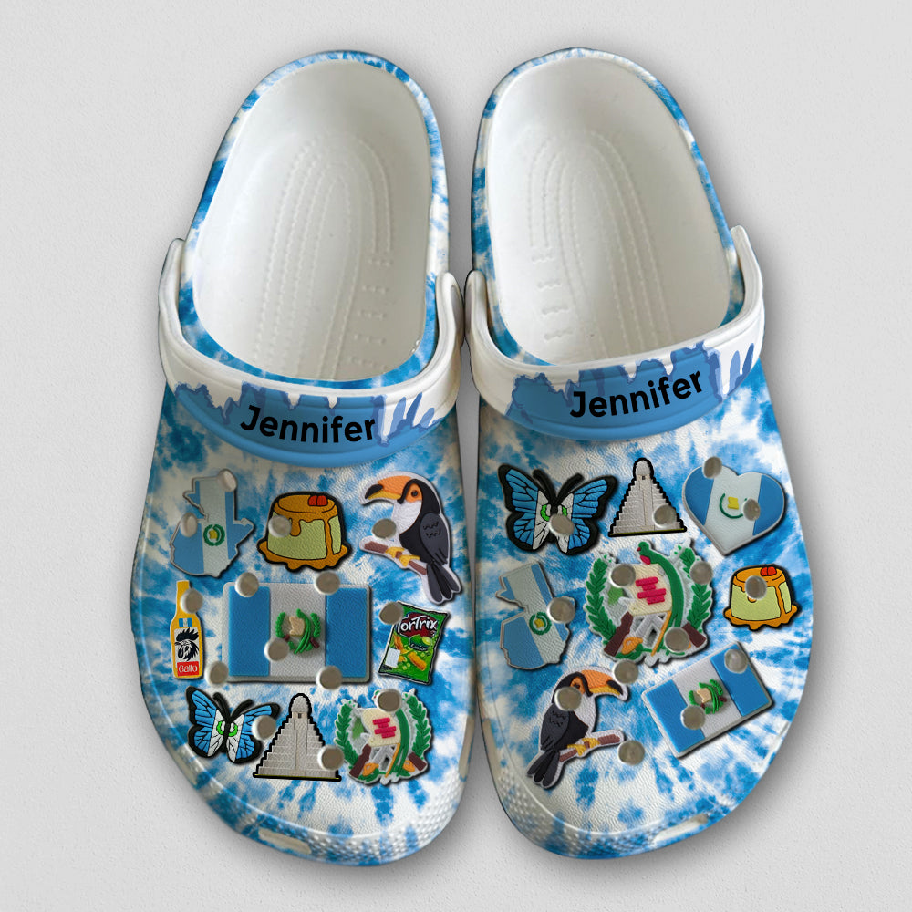 Guatemala Personalized Clogs Shoes With Symbols Tie Dye