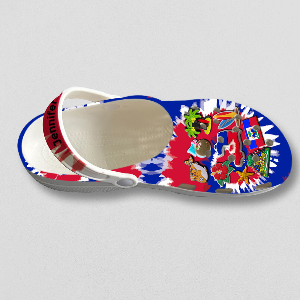 Haiti Personalized Clogs Shoes With Symbols Tie Dye