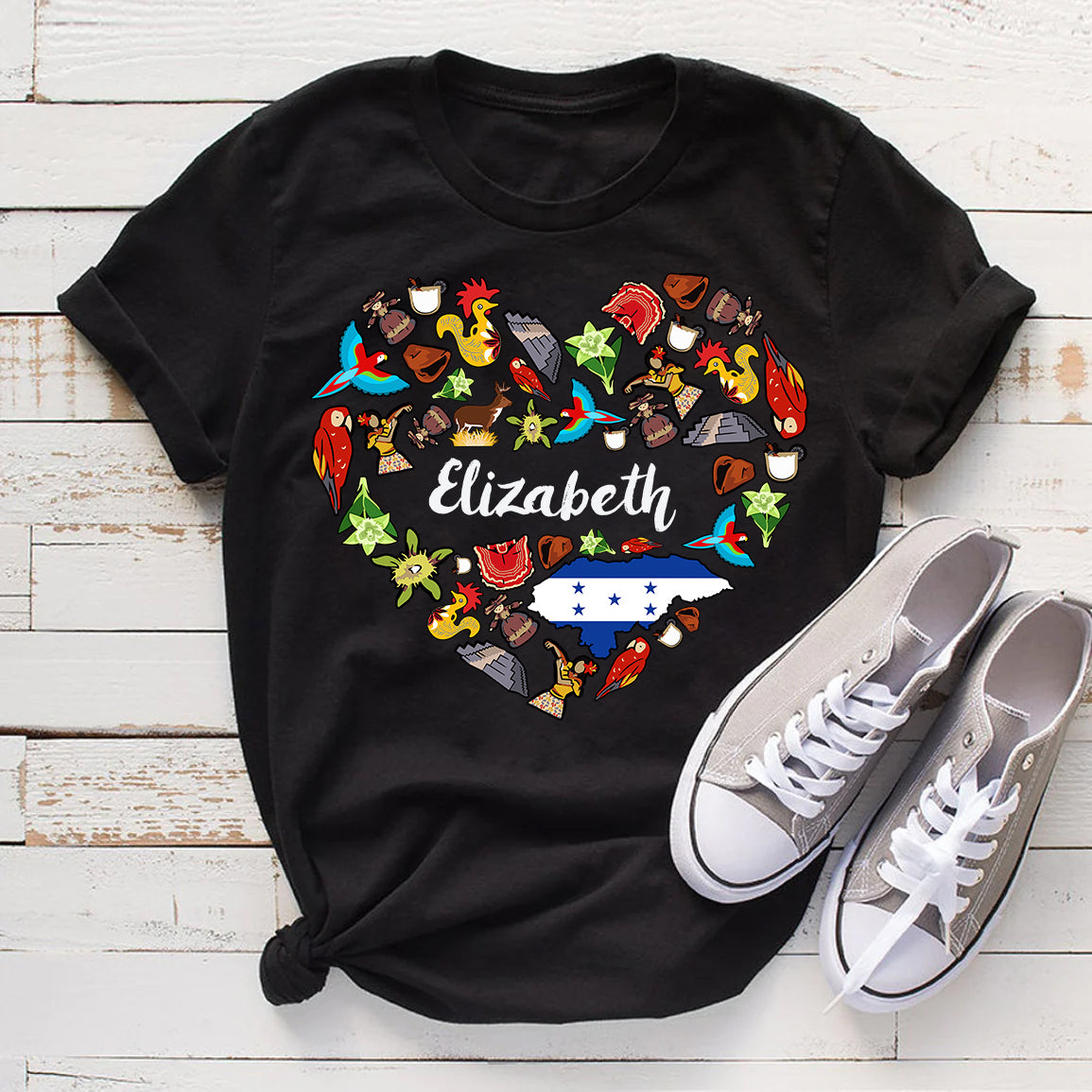 Custom Honduras Heart T-shirt With Your Name