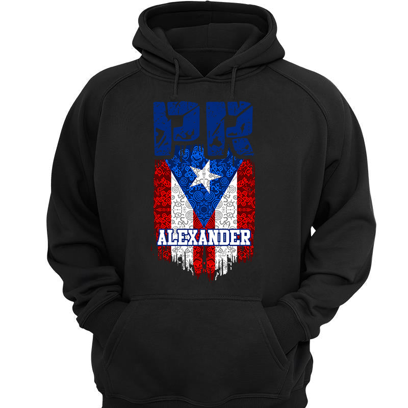 Custom Puerto Rico Flag Hoodie Flag Distressed With Symbols