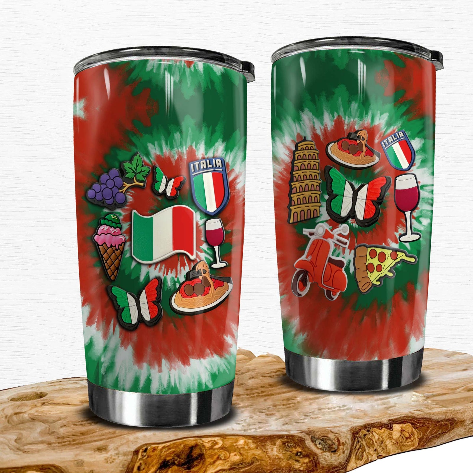 Italy Personalized Tumbler With Symbols Tie Dye