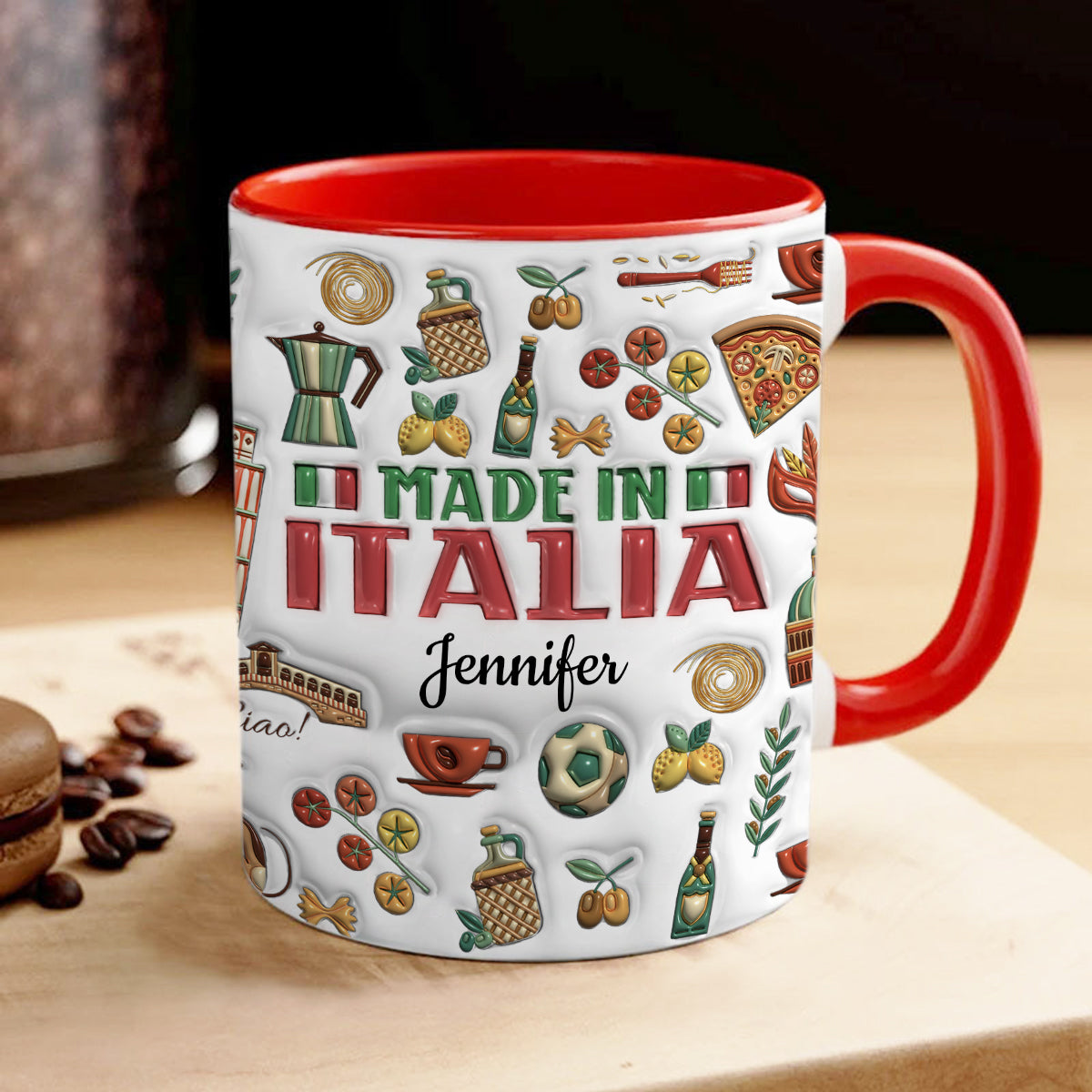 Customize Made In Italy Coffee Accent Mug With Symbols