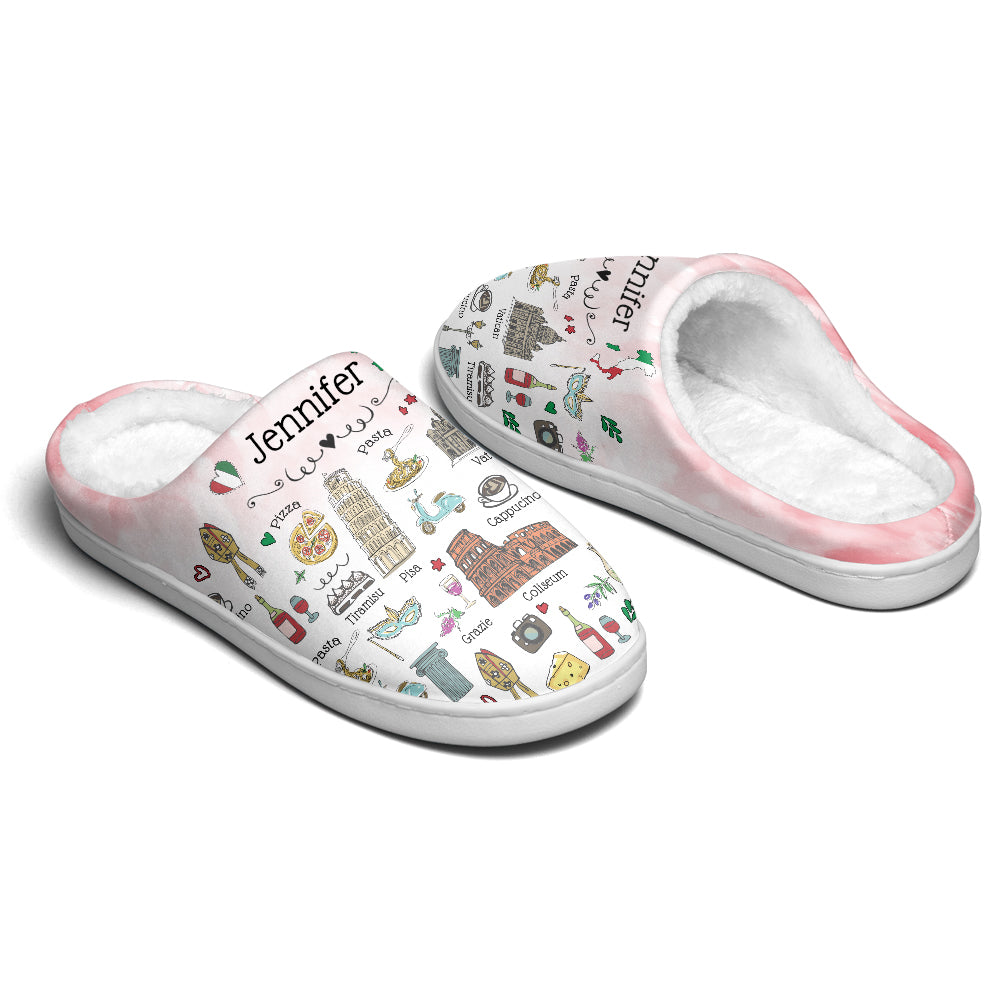 Italy Customized Slippers With Symbols, Cities, Foods