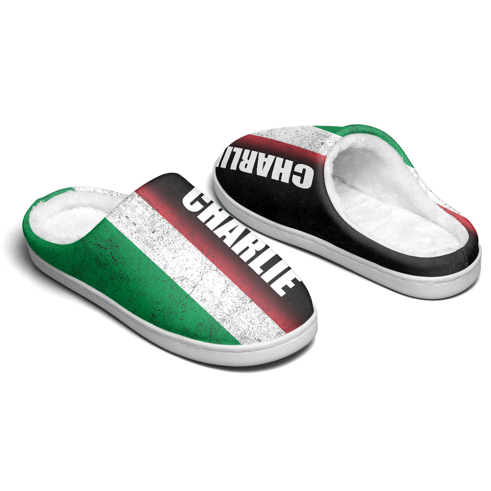 Italy Customized Slippers With A Half Italy Flag