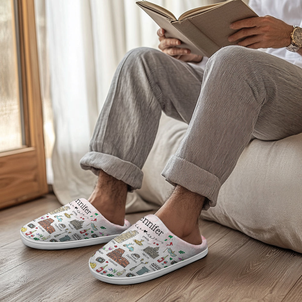 Italy Customized Slippers With Symbols, Cities, Foods