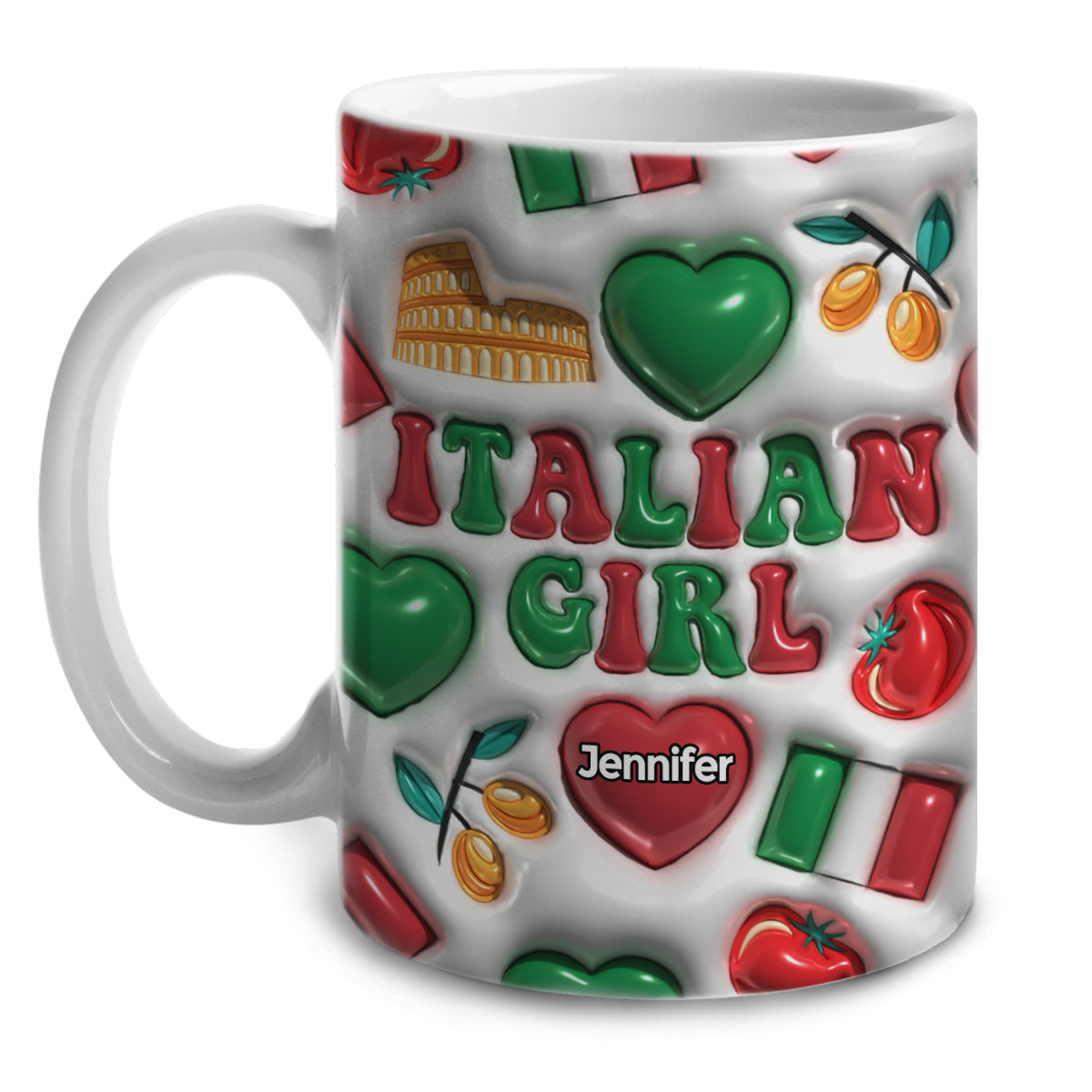 Italy Italian Girl Coffee Mug Cup With Custom Your Name