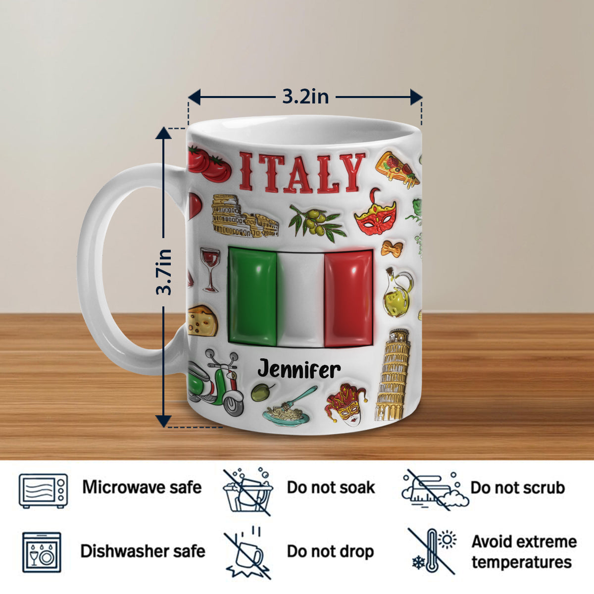 Custom Italy Coffee Mug Cup With Your Name