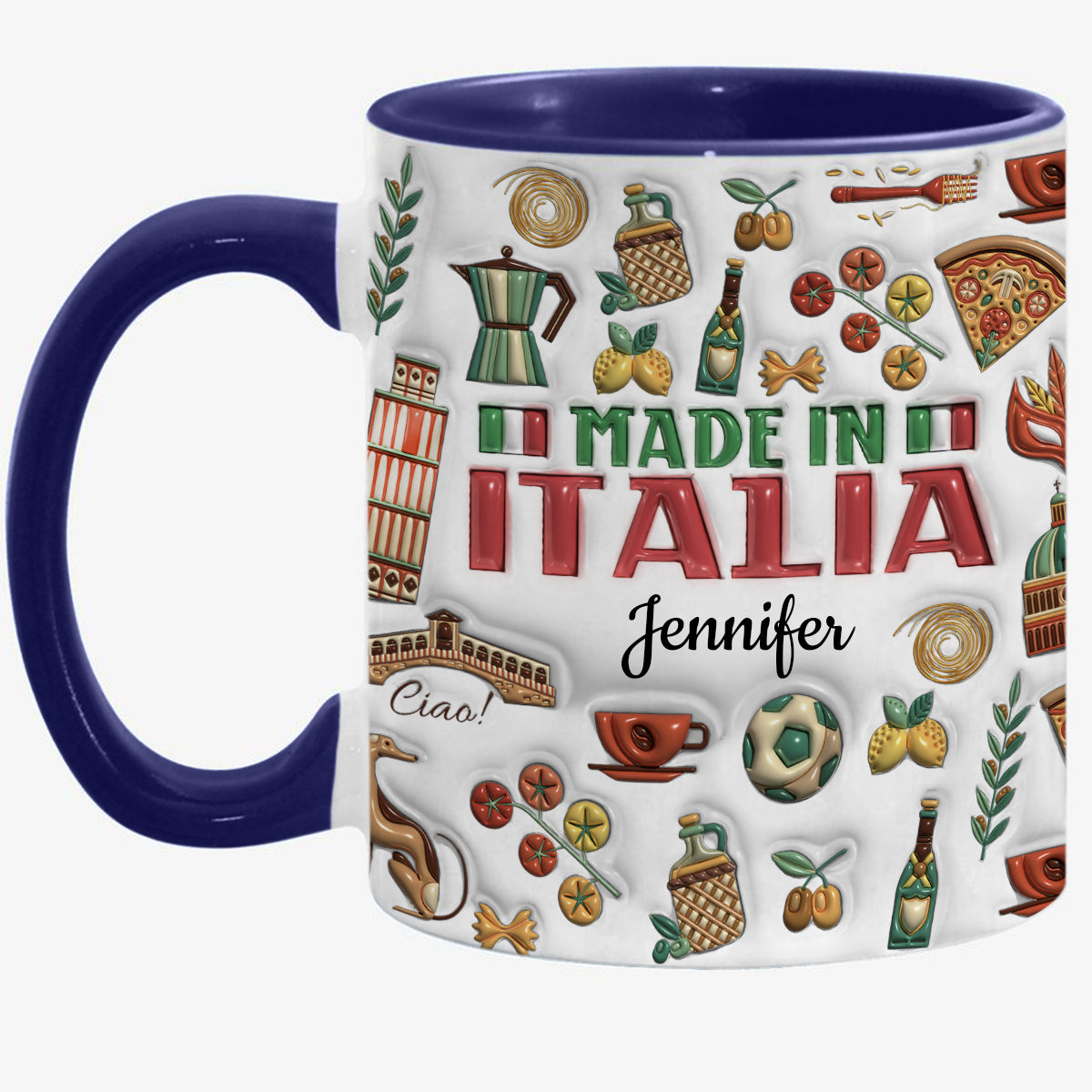 Customize Made In Italy Coffee Accent Mug With Symbols