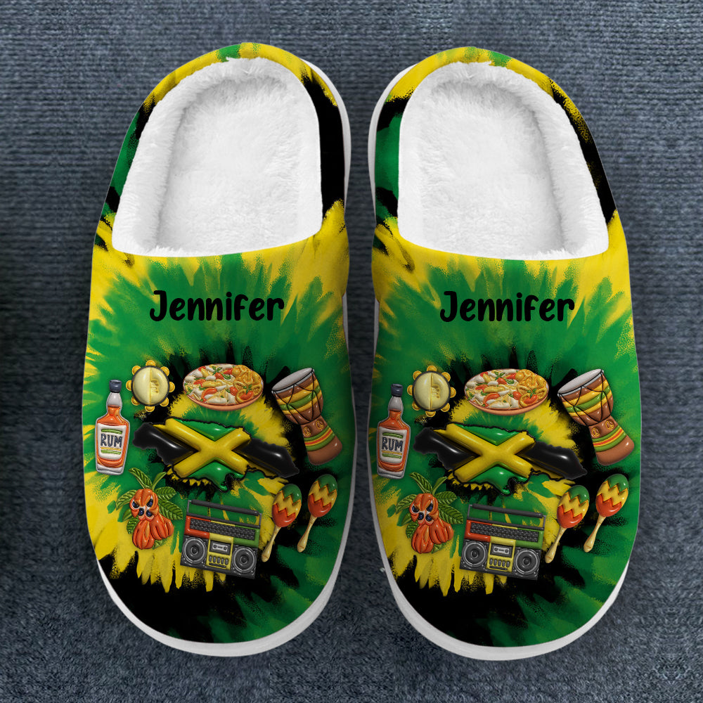 Custom Jamaican Slippers With Jamaica Symbols Tie Dye