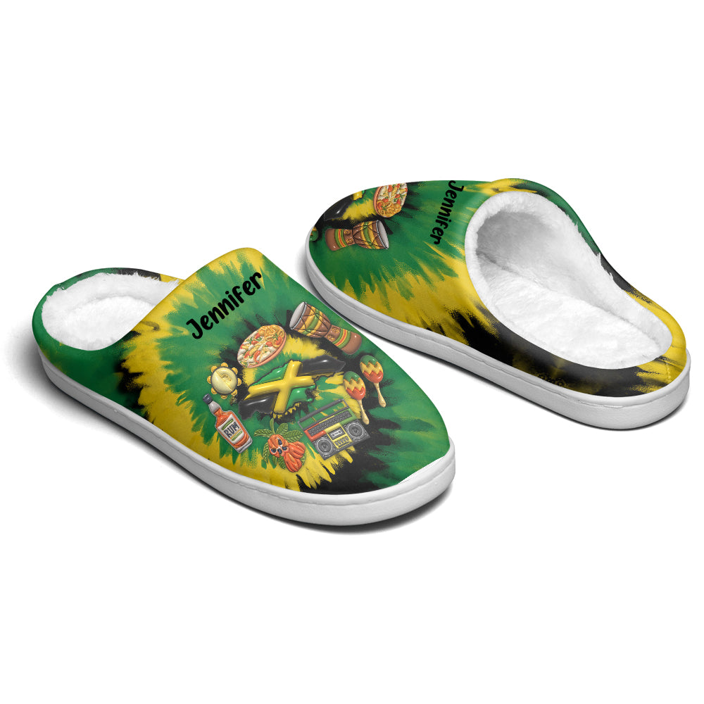 Custom Jamaican Slippers With Jamaica Symbols Tie Dye