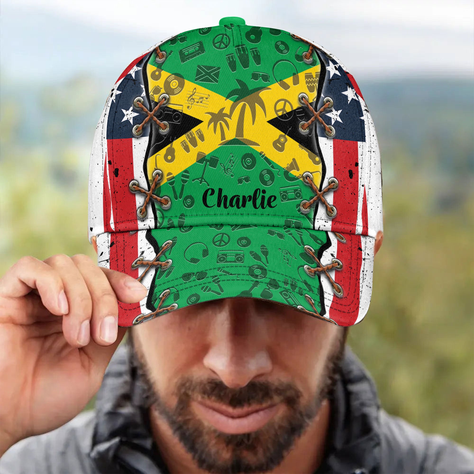 Jamaica Flag  Dual Citizen Personalized Classic Cap