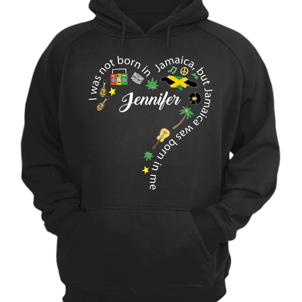 Custom Jamaica Was Born In Me T-shirt With Heart Symbols