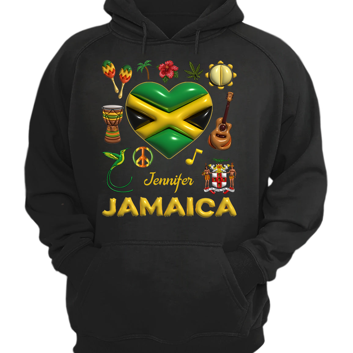 Custom Jamaica T-shirt With Heart And Your Name