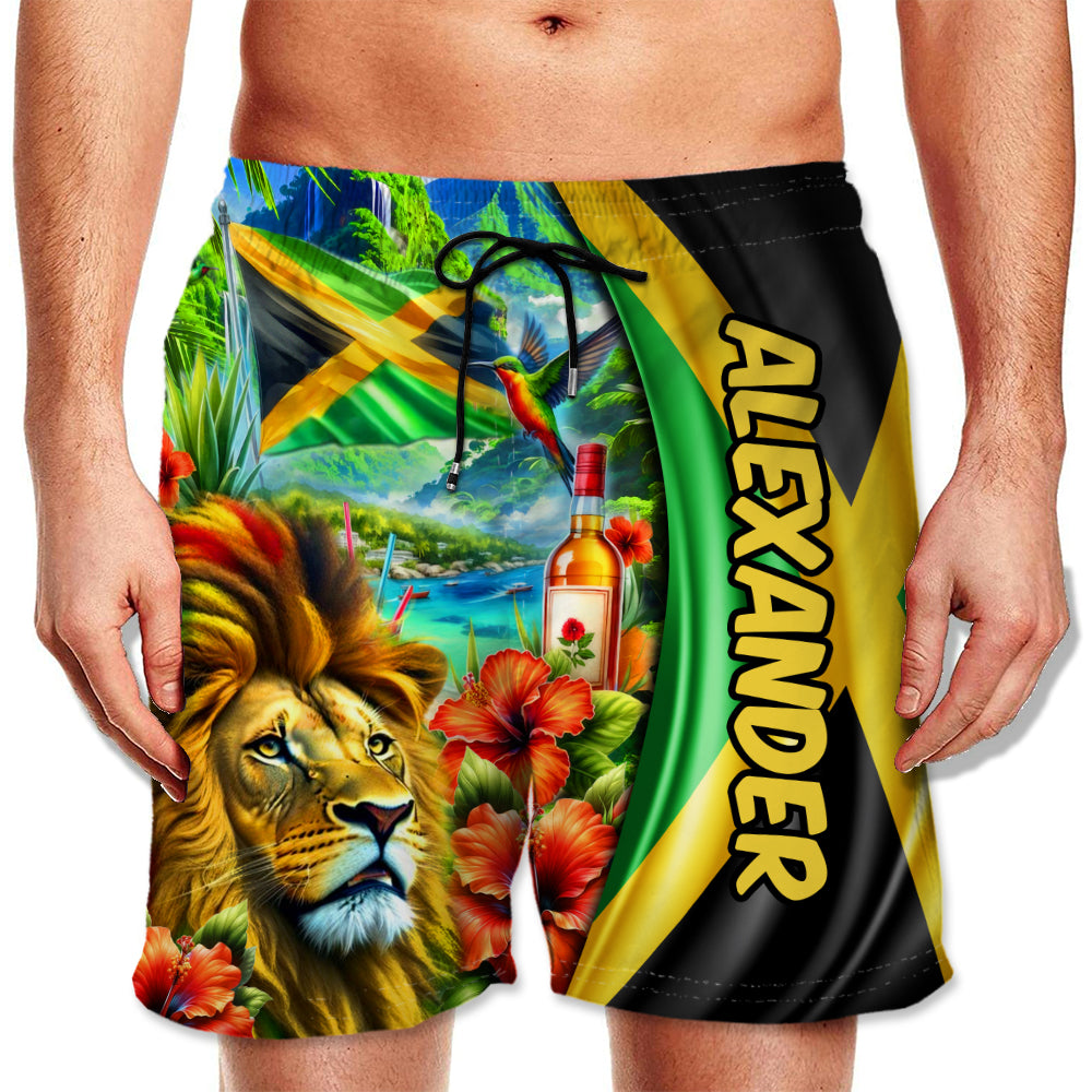 Custom Jamaica Men&#39;s Beach Shorts With Jamaican Symbols