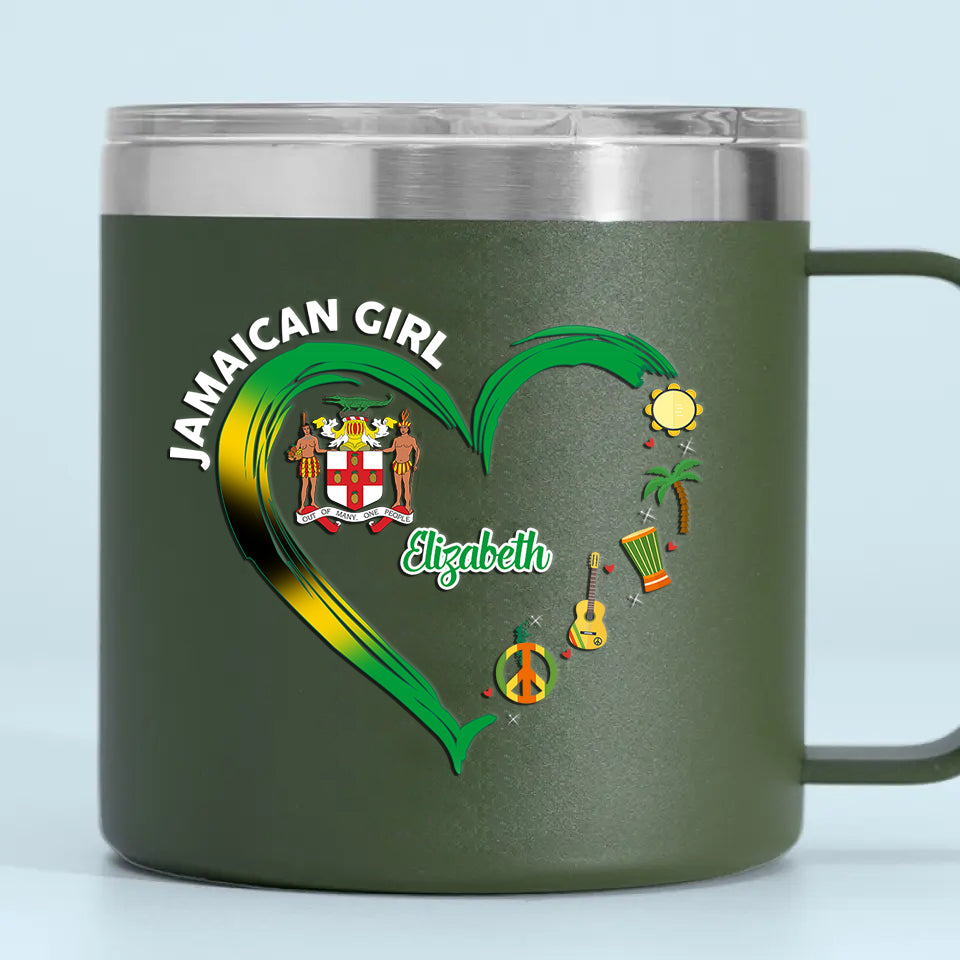 Jamaican Girl Custom 14oz Stainless Steel Tumbler With Handle