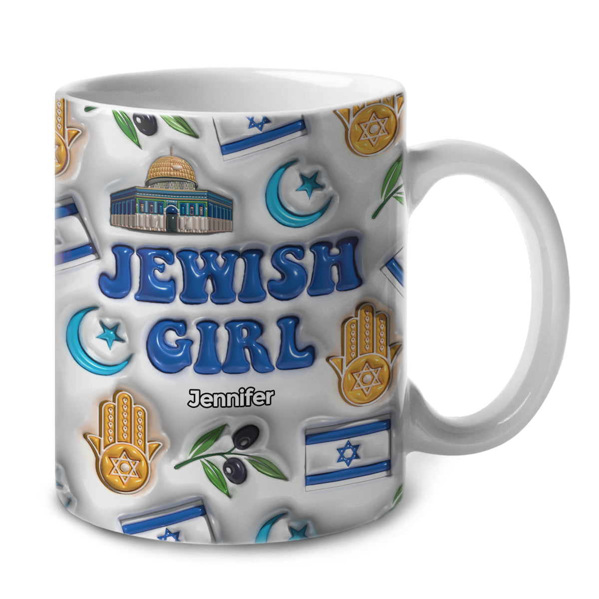 Jewish Girl Coffee Mug Cup With Custom Your Name