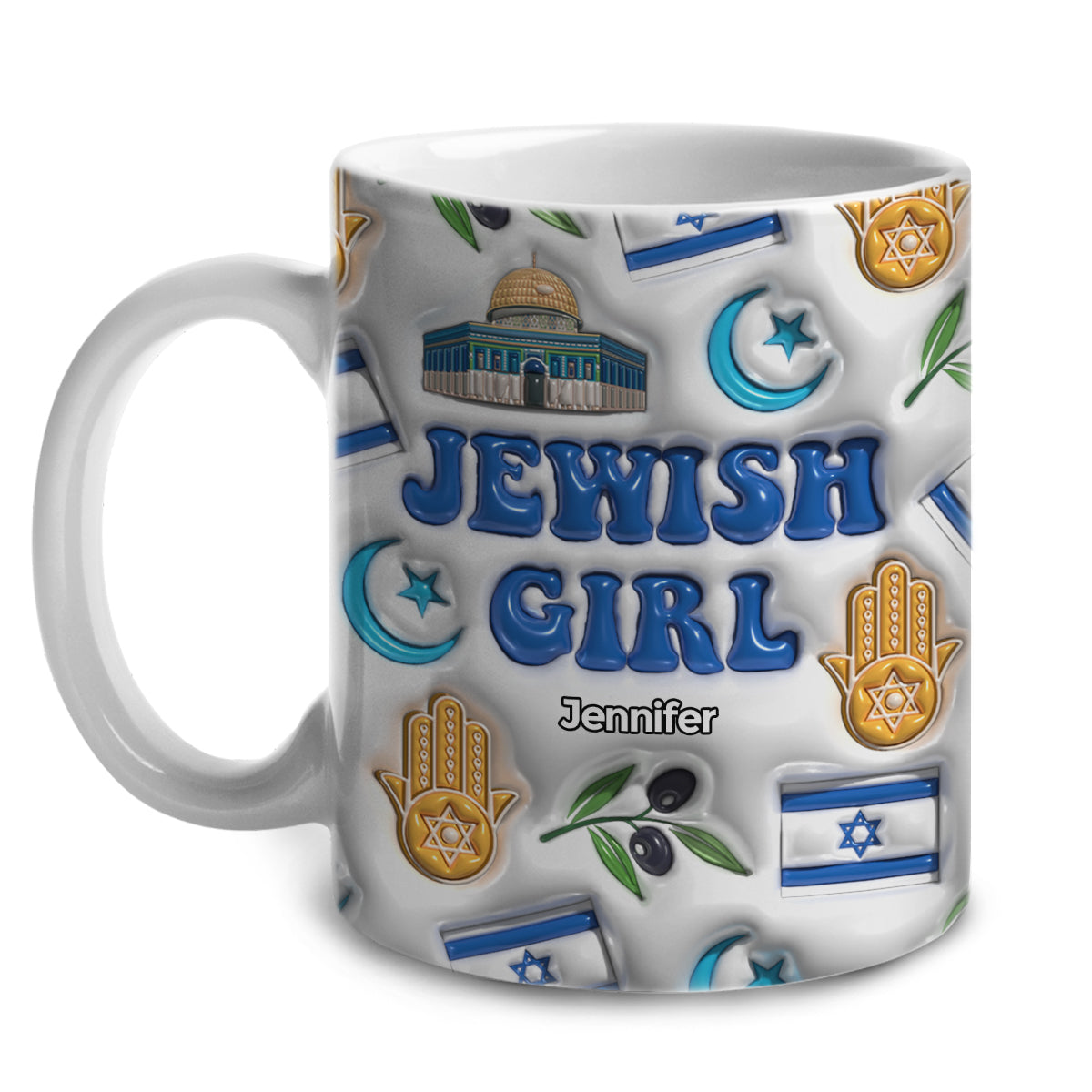 Jewish Girl Coffee Mug Cup With Custom Your Name