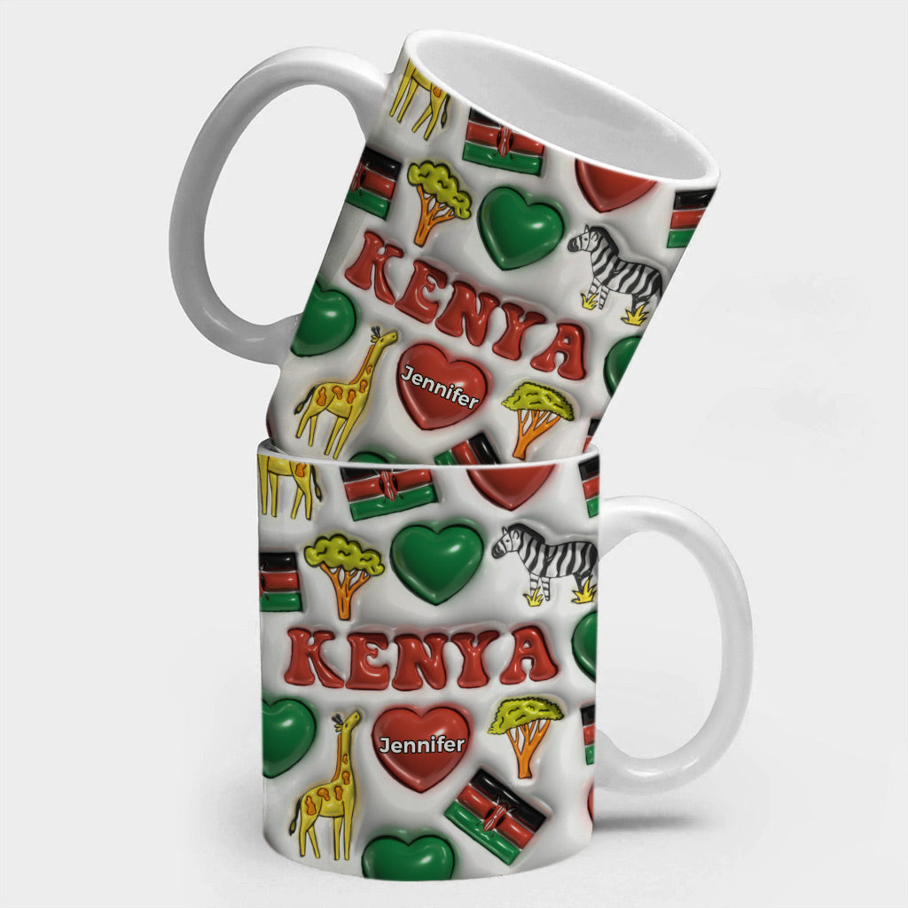 Kenya Girl Coffee Mug Cup With Custom Your Name