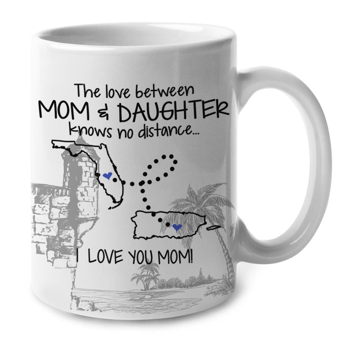 Personalized Mom Coffee Mugs - Love Knows No Distance