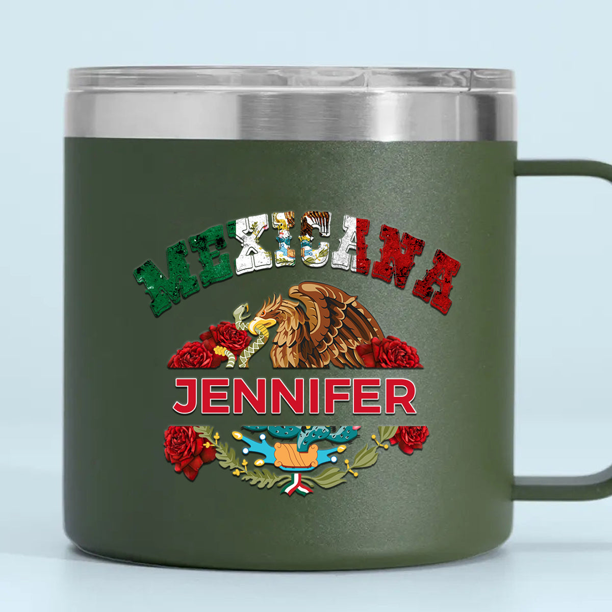 Custom Mexico Coast Of Arms Tumbler 14oz With Your Name