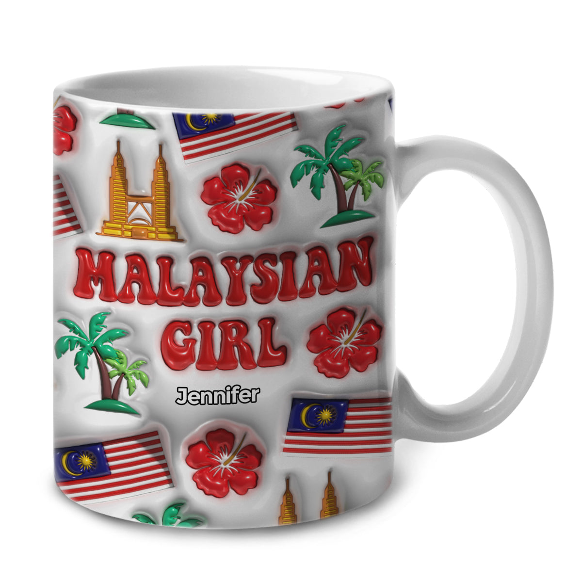 Malaysian Girl Coffee Mug Cup With Custom Your Name