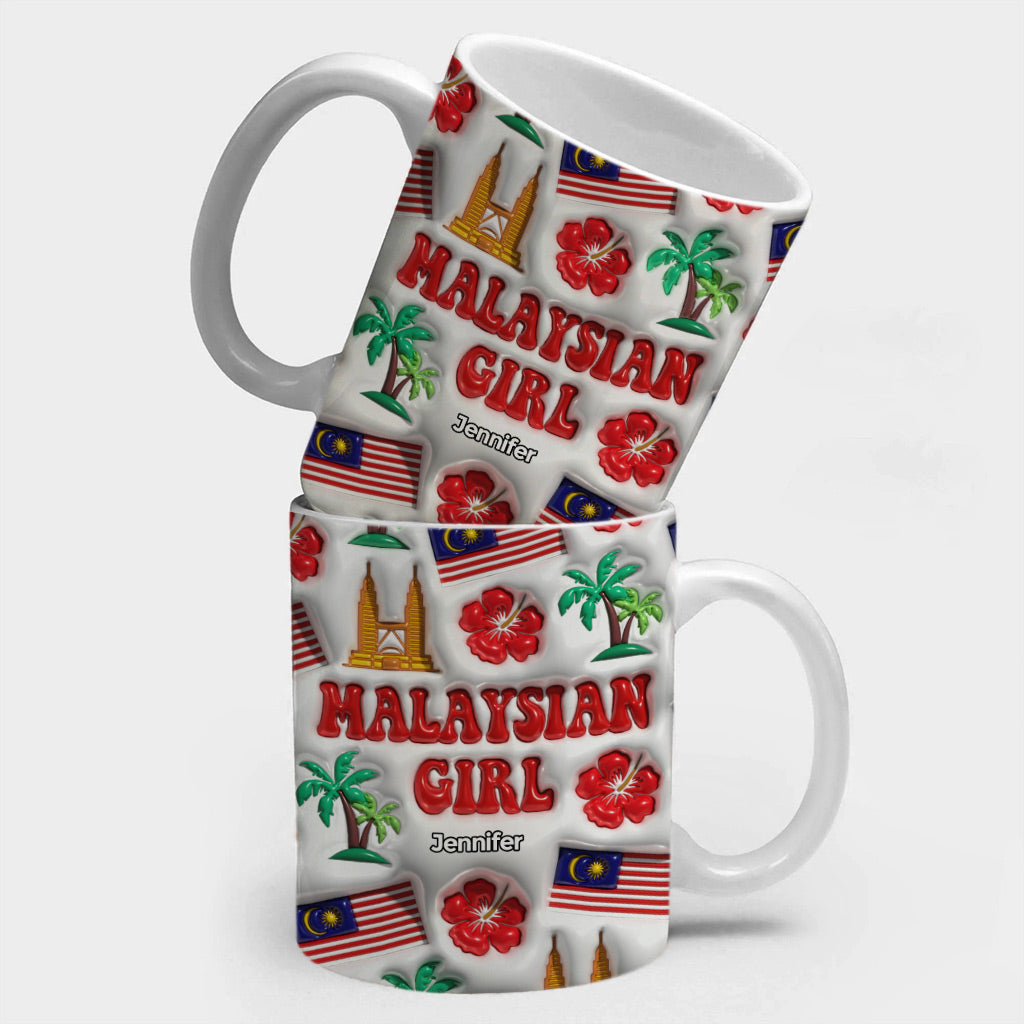 Malaysian Girl Coffee Mug Cup With Custom Your Name