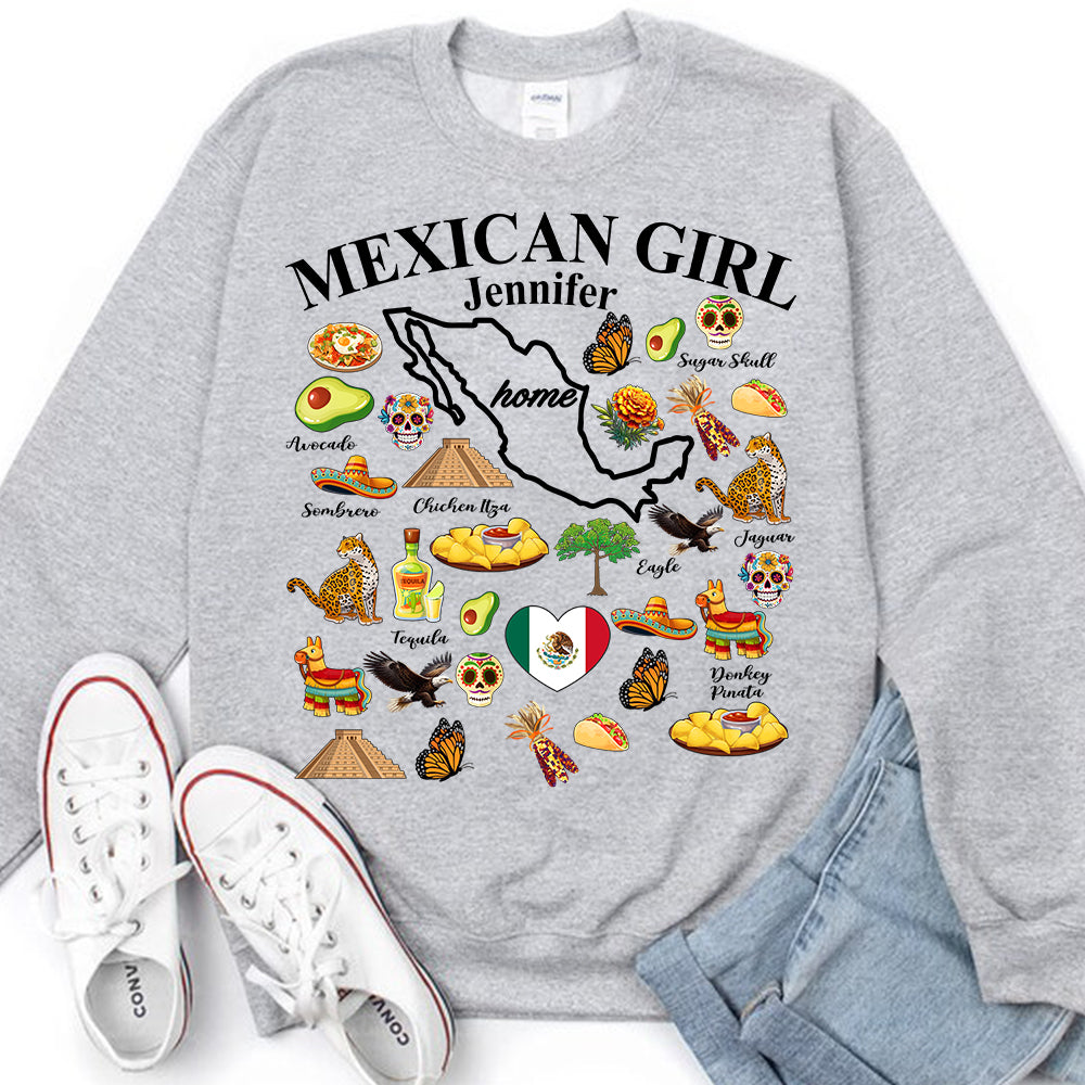 Custom Mexican Girl Sweatshirt With Your Name