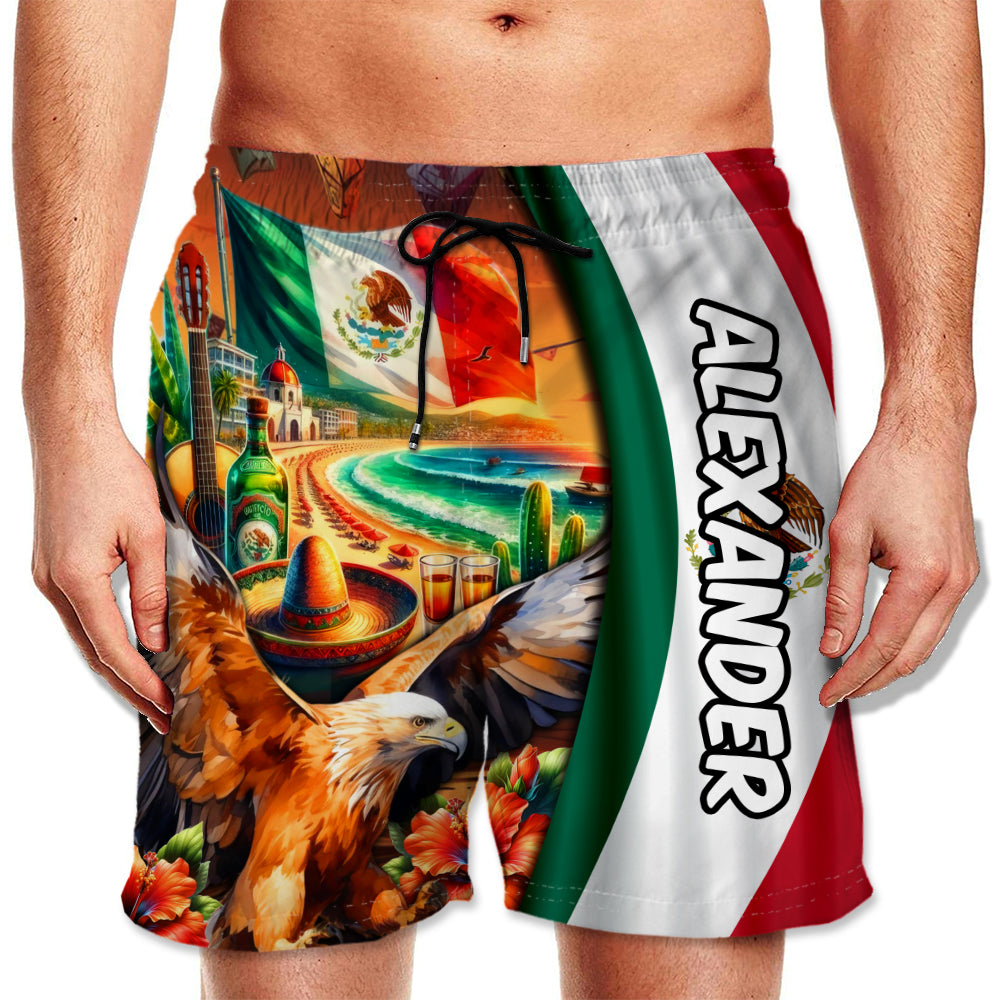 Custom Mexico Men&#39;s Beach Short With Mexican Symbols