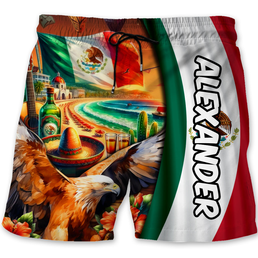 Custom Mexico Men's Beach Short With Mexican Symbols