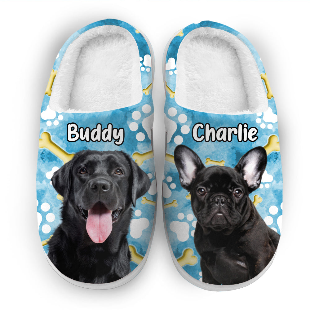 Custom Dog Photo Personalized Dog Lovers Fluffy Slippers