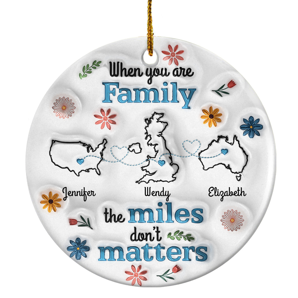 Personalized Long Distance Family Christmas Ornaments