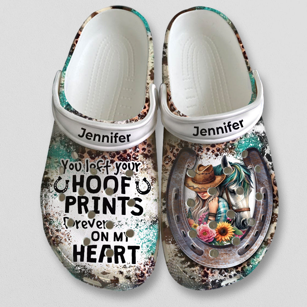 Horse Personalized Clogs Shoes, You Left Your Hoof Prints Forever On My Heart