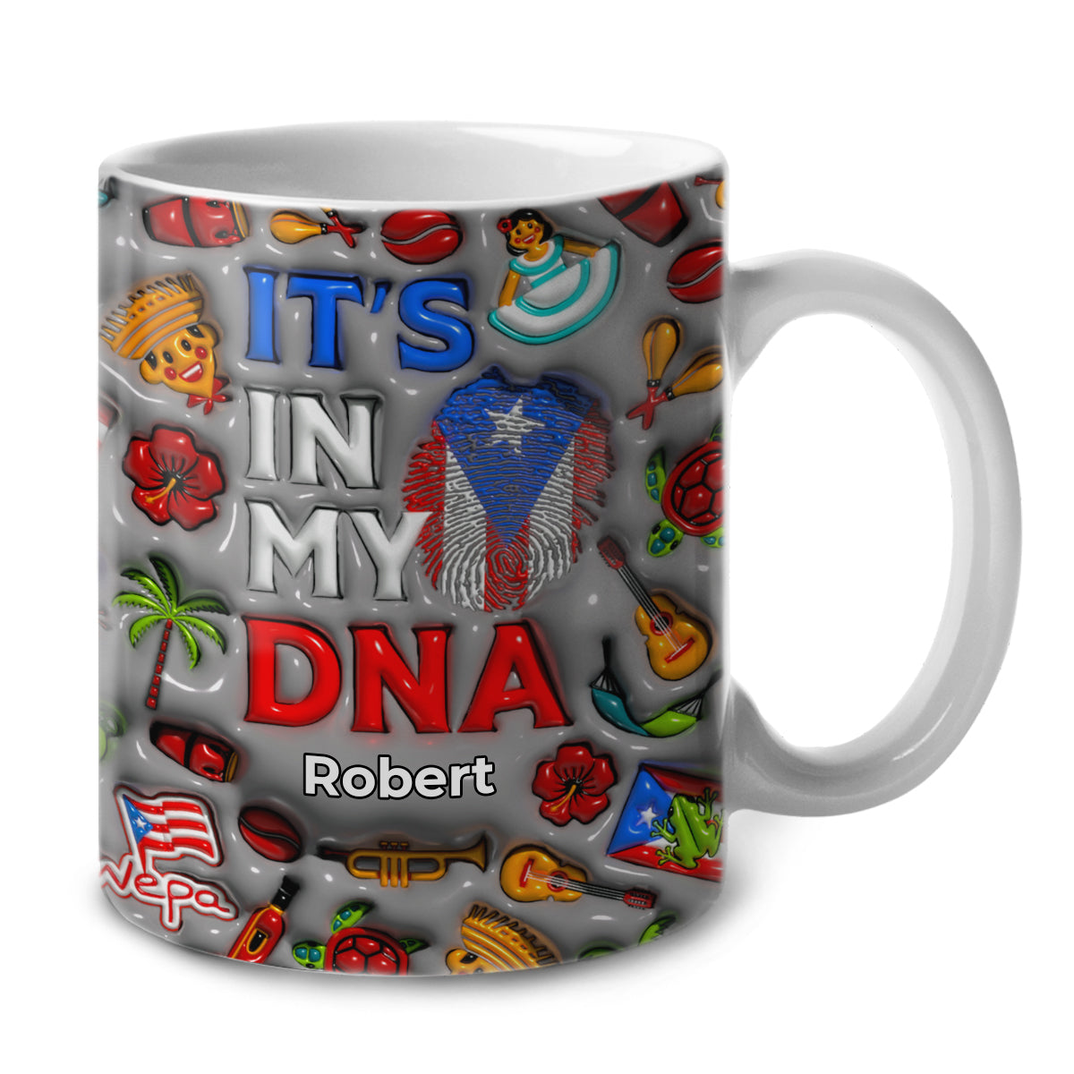 Puerto Rico It&#39;s My DNA Coffee Mug Cup With Custom Your Name