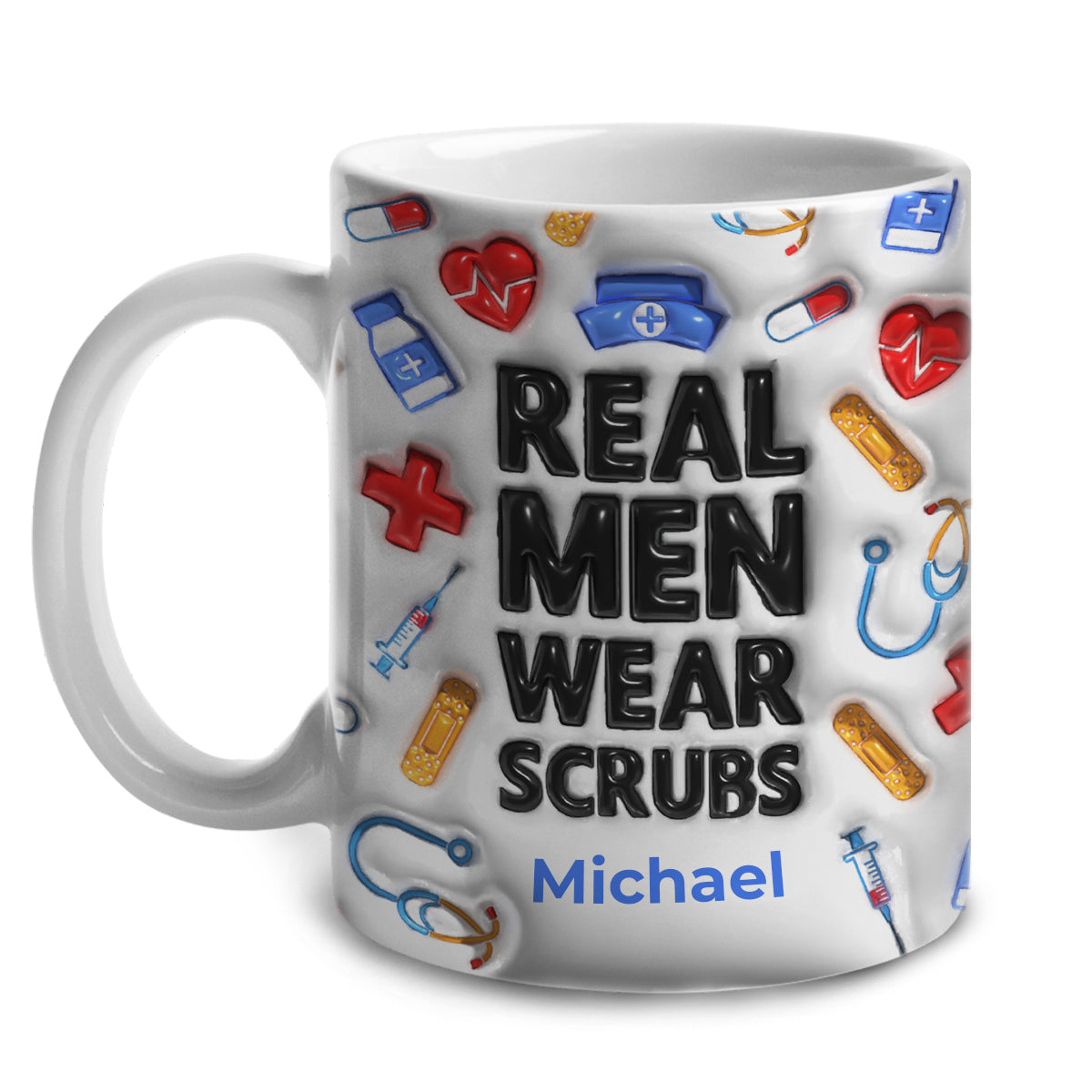 Real Men Wear Scrubs Nurse Coffee Mug With Custom Your Name