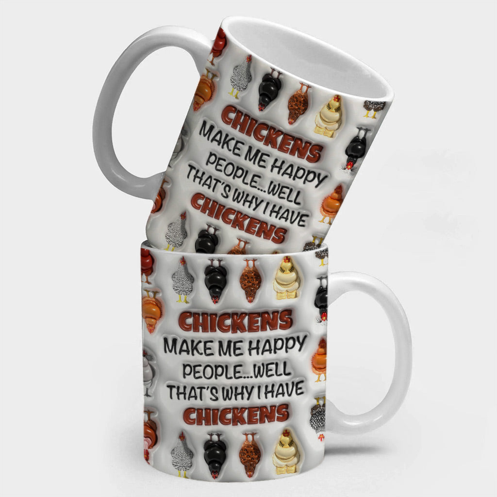 Chicken Make Me Happy Coffee Mug Cup With Custom Your Name