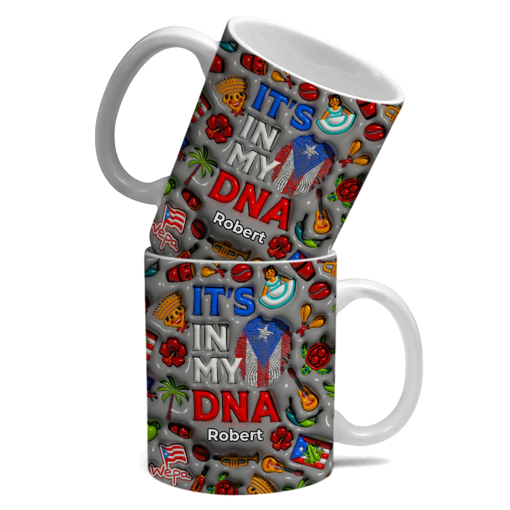 Puerto Rico It's My DNA Coffee Mug Cup With Custom Your Name