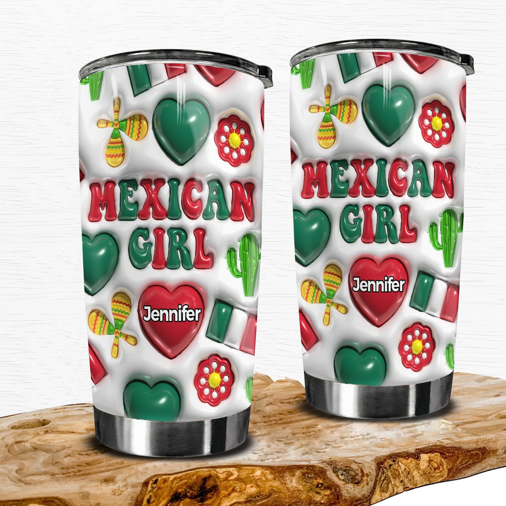 Mexican Girl Personalized Tumbler With Your Name