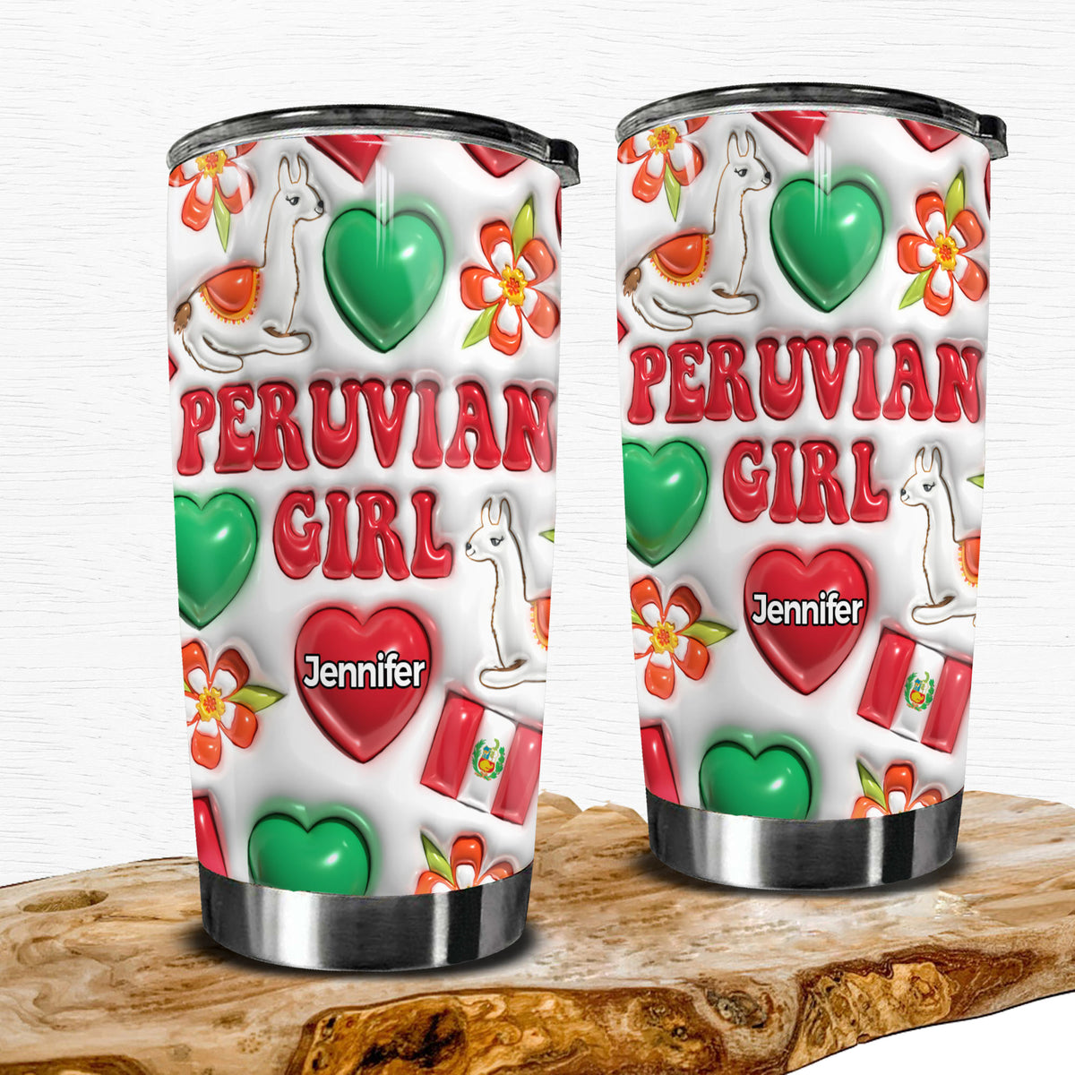 Peruvian Girl Personalized Tumbler With Your Name