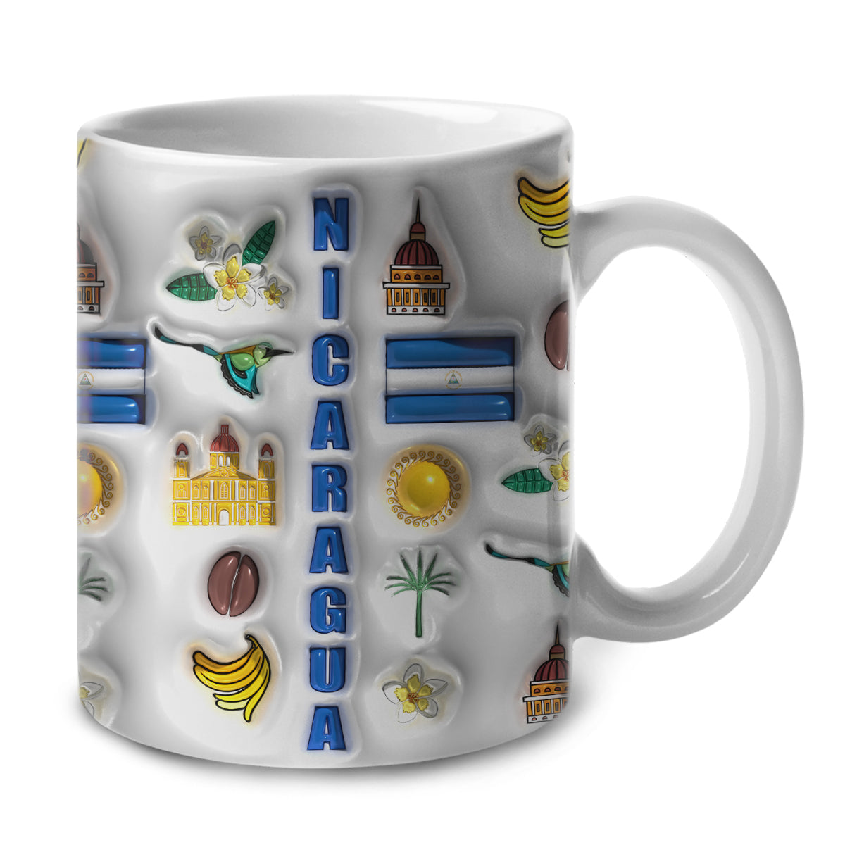 Nicaragua Coffee Mug Cup With Flag Symbols Arround